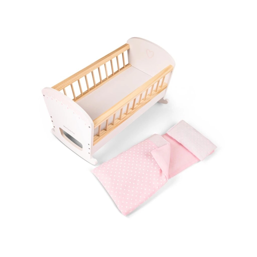 New Classic Toys - Letto in legno per bambole rosa