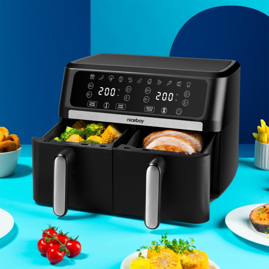 Niceboy AirFryer DUO - Friggitrice ad aria doppia 9 l 2400W/230V