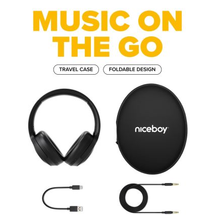 Niceboy Aura 5 ANC - Cuffie wireless con microfono e ANC, nere