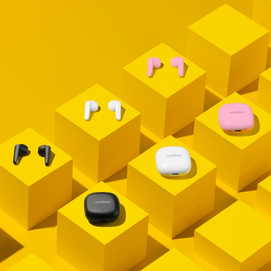 Niceboy Beans 4 POP - Auricolari True Wireless, custodia 200 mAh + 2 x 30 mAh, IPX4, rosa