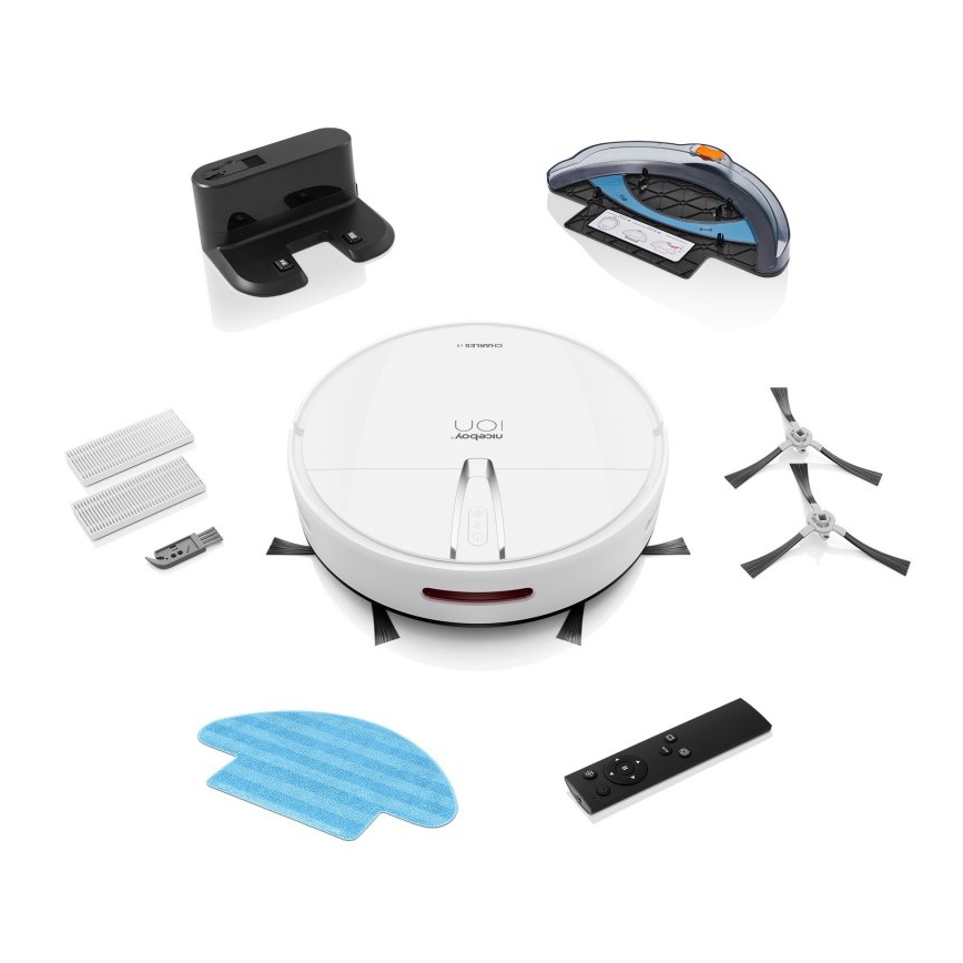 Niceboy ION Charles i4 - Aspirapolvere robot smart 2in1 4400 mAh Wi-Fi bianco + telecomando
