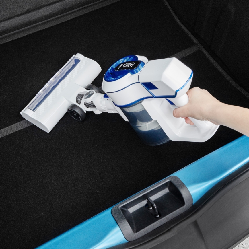 Niceboy ION Hurricane H5 - Aspirapolvere a batteria 2in1 150W/2200 mAh bianco/blu