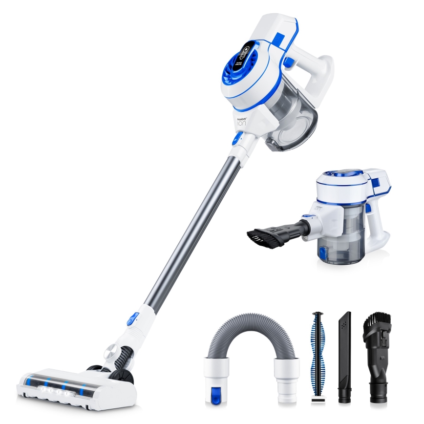 Niceboy ION Hurricane H5 - Aspirapolvere a batteria 2in1 150W/2200 mAh bianco/blu