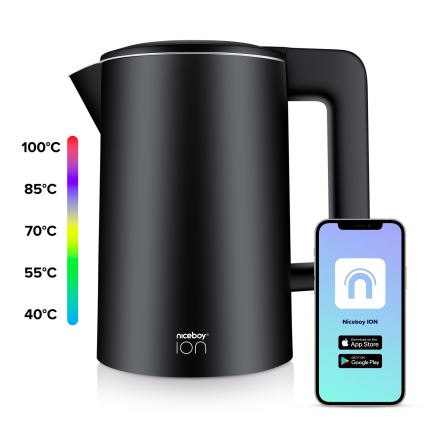 Niceboy ION SmartKettle - Bollitore smart con termoregolazione 1,7 l 2200W/230V Wi-Fi nero