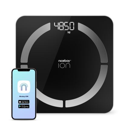 Niceboy ION SmartScale - Bilancia pesapersone digitale intelligente 3xAAA nero