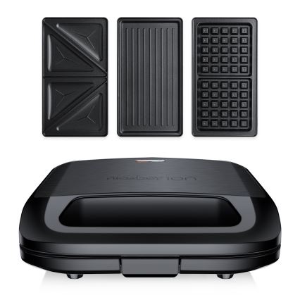 Niceboy ION Snacker S3 - Macchina per i panini 3in1 750W/230V acciaio inossidabile/nero