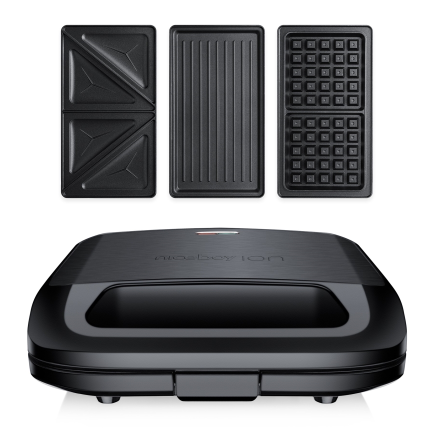 Niceboy ION Snacker S3 - Macchina per i panini 3in1 750W/230V acciaio inossidabile/nero
