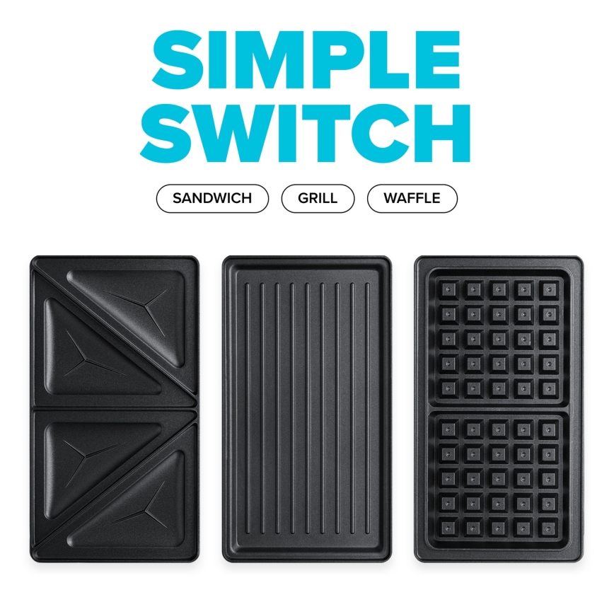 Niceboy ION Snacker S3 - Macchina per i panini 3in1 750W/230V acciaio inossidabile/nero