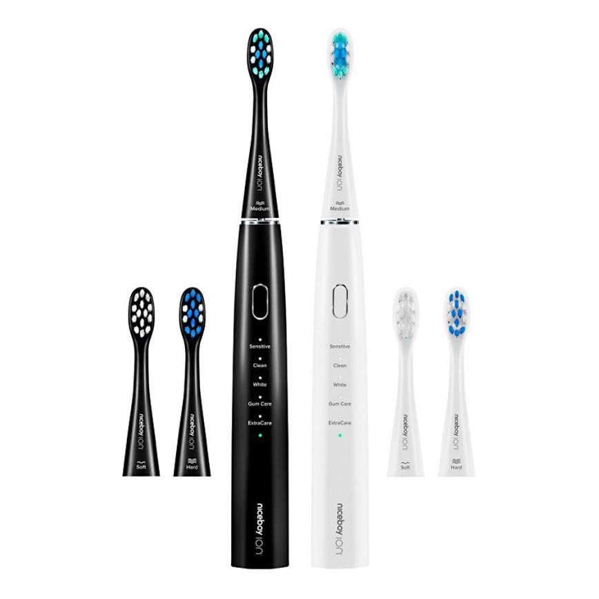 Niceboy ION Sonic Duo Pack - SET 2x Spazzolino sonico IPX7 nero + bianco
