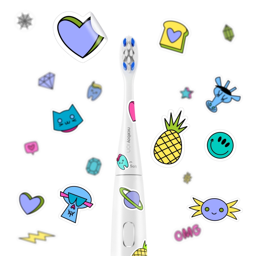 Niceboy ION Sonic Kids - Spazzolino sonico per bambini IPX7 bianco