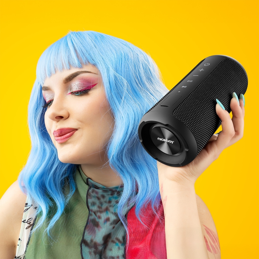 Niceboy Orion - LED Autoparlante wireless con microfono 24W/2200 mAh IPX7 nero