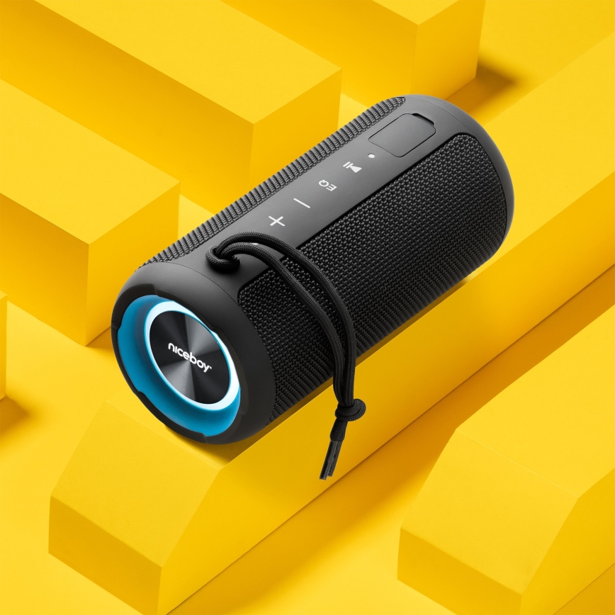 Niceboy Orion - LED Autoparlante wireless con microfono 24W/2200 mAh IPX7 nero