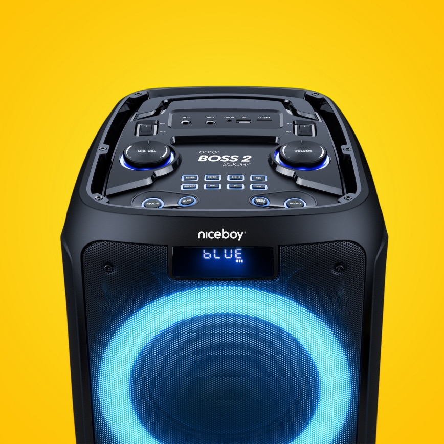 Niceboy PARTY Boss 2 - LED Autoparlante wireless con microfono e power bank funzione 200W/4500 mAh + telecomando