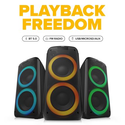 Niceboy PARTY Boss 2 - LED Autoparlante wireless con microfono e power bank funzione 200W/4500 mAh + telecomando