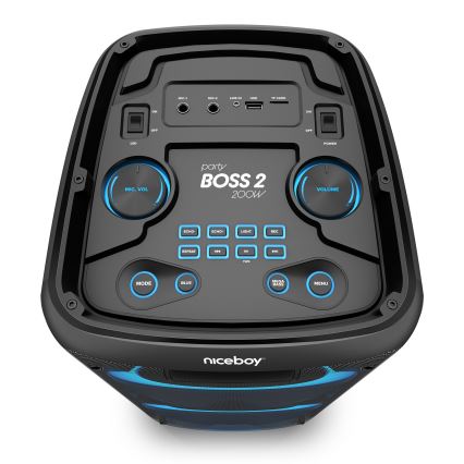 Niceboy PARTY Boss 2 - LED Autoparlante wireless con microfono e power bank funzione 200W/4500 mAh + telecomando