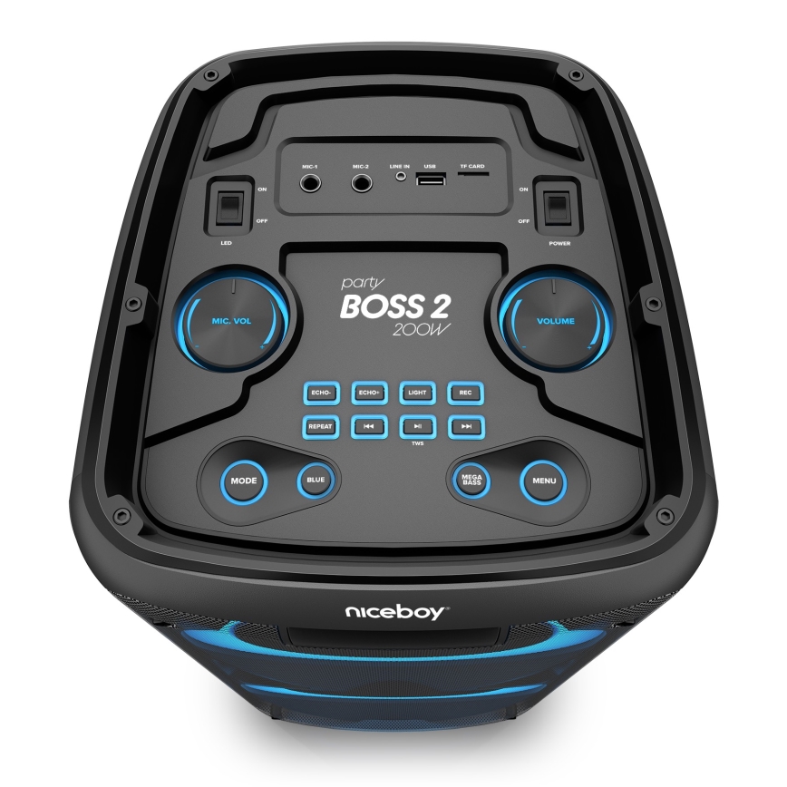 Niceboy PARTY Boss 2 - LED Autoparlante wireless con microfono e power bank funzione 200W/4500 mAh + telecomando