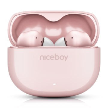 Niceboy Pins 4 - Auricolari wireless con ANC, 400 mAh + 2x 50 mAh, IPX4, rosa