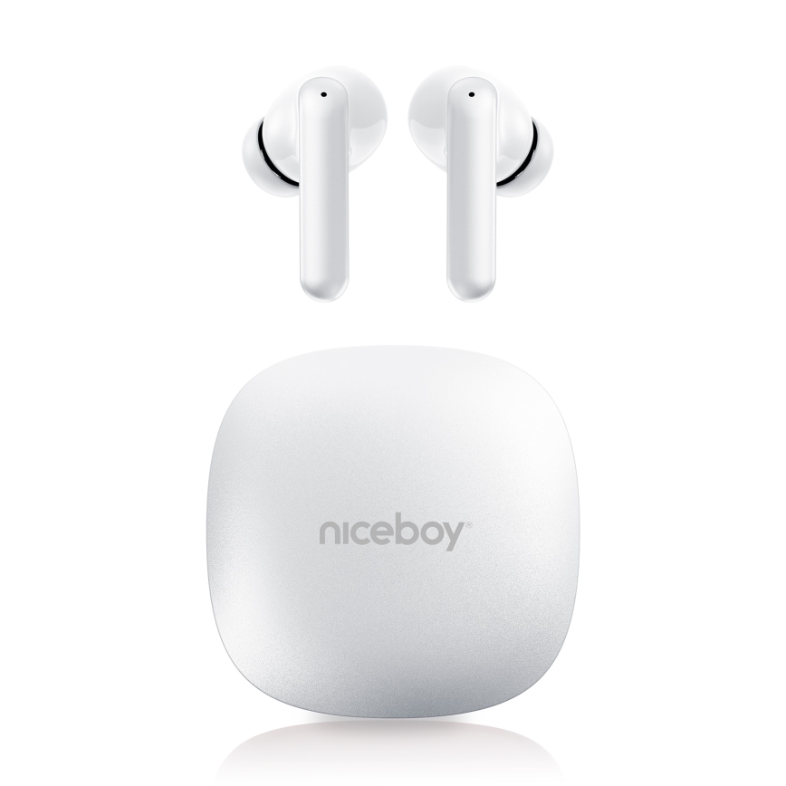 Niceboy Pins 4 PRO - Auricolari senza fili con ANC 380 mAh + 2x 35 mAh IP54 bianco