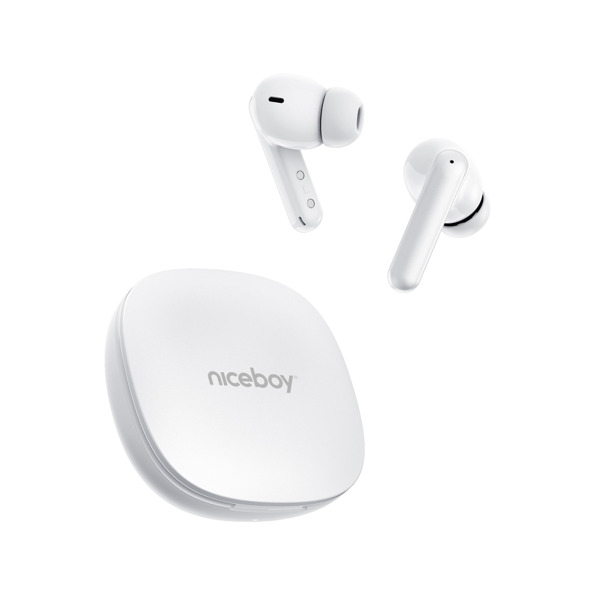 Niceboy Pins 4 PRO - Auricolari senza fili con ANC 380 mAh + 2x 35 mAh IP54 bianco