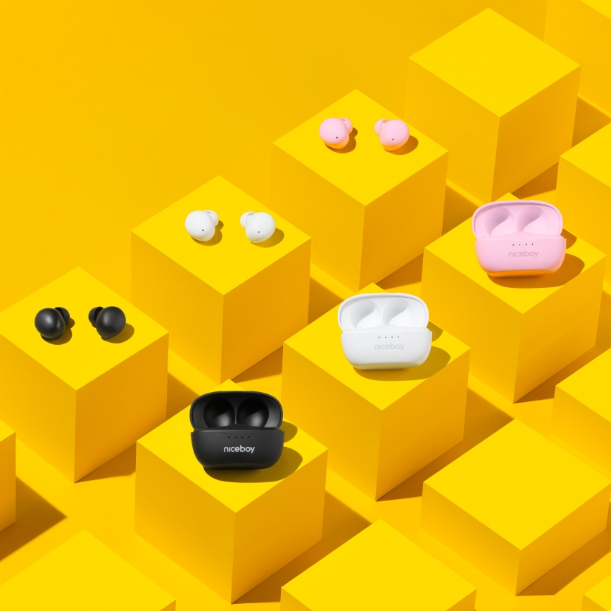 Niceboy Podsie 4 POP - Auricolari wireless 400 mAh + 2x 40 mAh IPX4, rosa