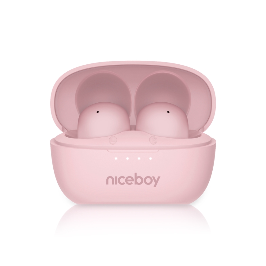 Niceboy Podsie 4 POP - Auricolari wireless 400 mAh + 2x 40 mAh IPX4, rosa