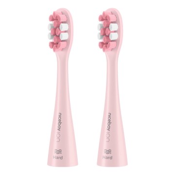 Niceboy - SET 2x Testa di ricambio Hard per spazzolino ION Sonic e SmartSonic rosa