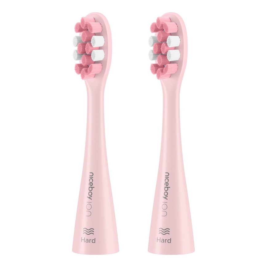 Niceboy - SET 2x Testa di ricambio Hard per spazzolino ION Sonic e SmartSonic rosa