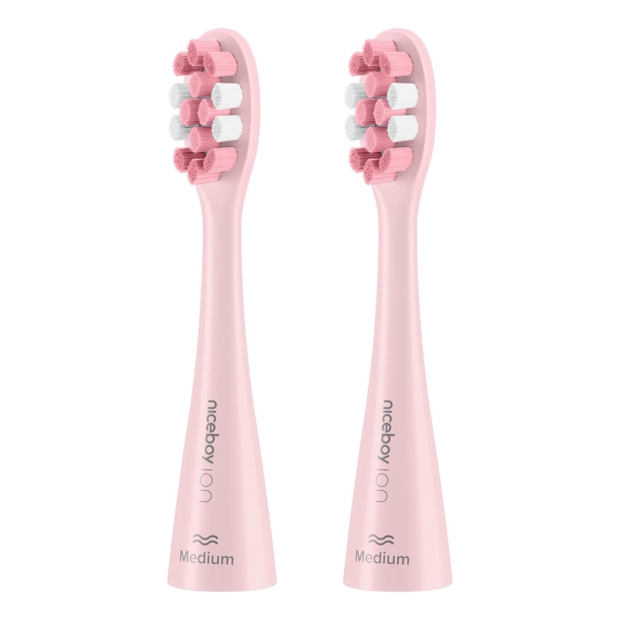 Niceboy - SET 2x Testa di ricambio Medium per spazzolino ION Sonic e SmartSonic rosa