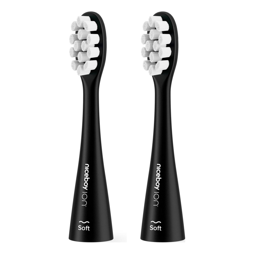 Niceboy - SET 2x Testa di ricambio Soft per spazzolino ION Sonic e SmartSonic nero