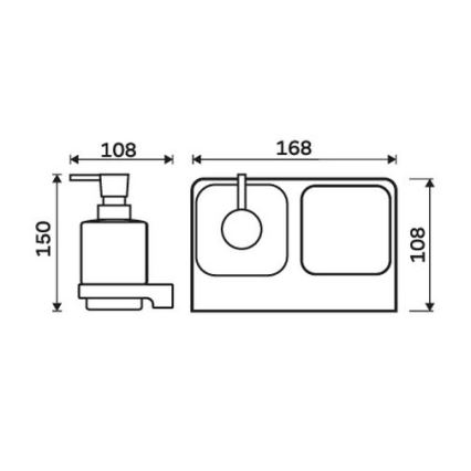 NIMCO MA 2905831C-26 - Distributore di sapone a parete e portaspazzolino MAYA 320 mm opaco vetro/cromo lucido