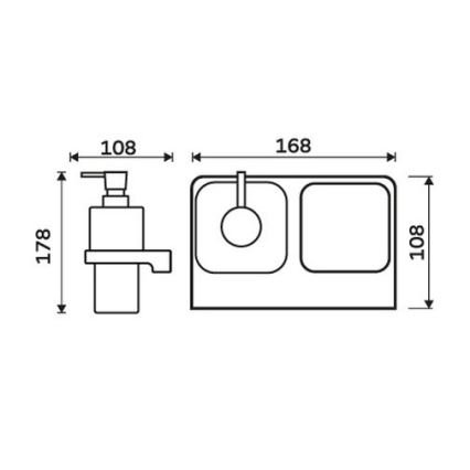 NIMCO MA 2905831H-26 - Distributore di sapone a parete e portaspazzolino MAYA 290 mm opaco vetro/cromo lucido