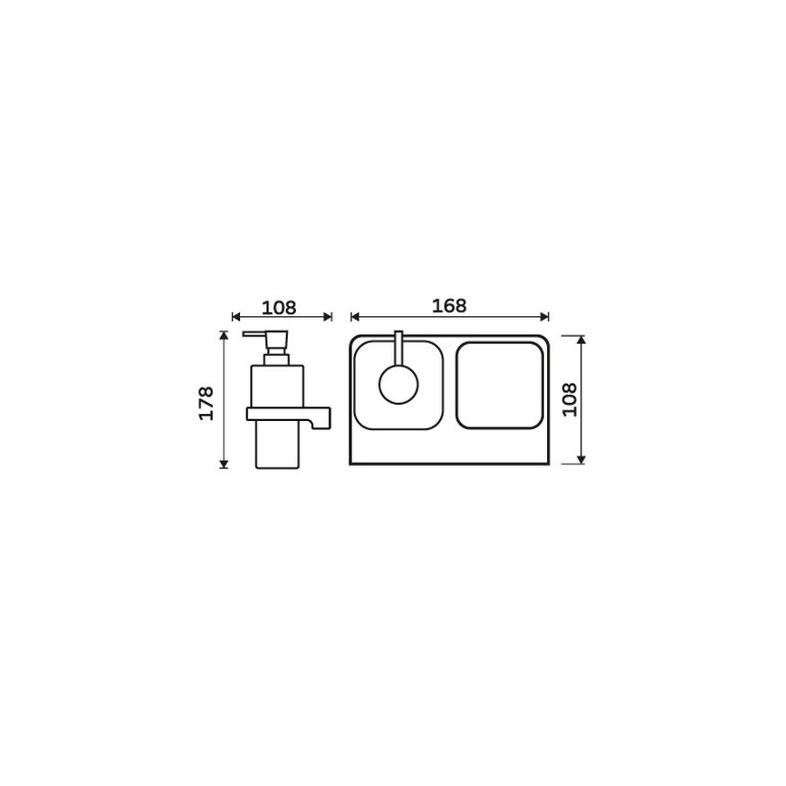 NIMCO MA 2905831H-26 - Distributore di sapone a parete e portaspazzolino MAYA 290 mm opaco vetro/cromo lucido