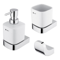NIMCO NK set-31K-26 - Distributore di sapone a parete, portaspazzolino e gancio a parete NIKAU 320 mm bianco/cromo lucido