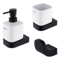 NIMCO NKC set-31K-T-90 - Distributore di sapone a parete, portaspazzolino e gancio a parete NIKAU 320 mm bianco/opaco nero