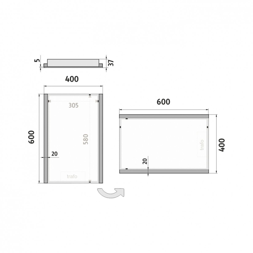 NIMCO ZP 11000 - Specchio da bagno retroilluminato a LED, 18W/230V, 6500K, 60x40 cm, IP44