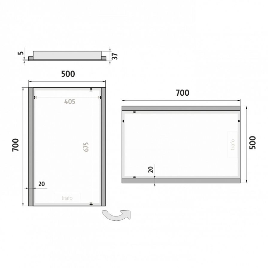 NIMCO ZP 11001 - Specchio retroilluminato LED da bagno LED/21W/230V 6500K 70x50 cm IP44