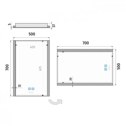 NIMCO ZP 11001VX - Specchio da bagno retroilluminato dimmerabile a LED/21W/230V 3000-6500K 70x50 cm IP44