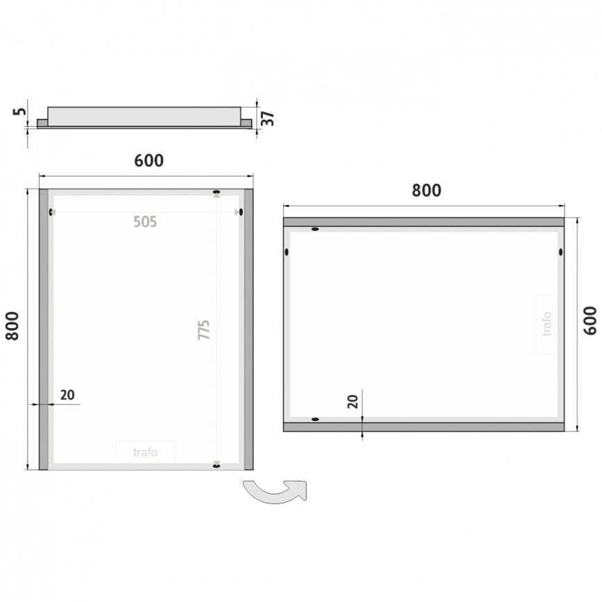 NIMCO ZP 11002 - Specchio retroilluminato LED da bagno LED/24W/230V 6500K 80x60 cm IP44