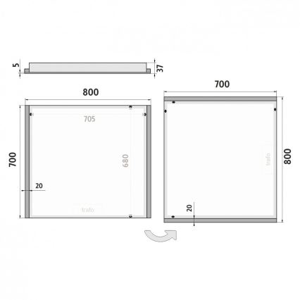 NIMCO ZP 11003 - Specchio retroilluminato LED da bagno LED/21W/230V 6500K 70x80 cm IP44