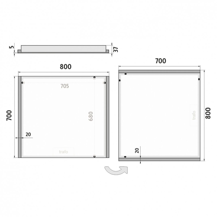 NIMCO ZP 11003 - Specchio retroilluminato LED da bagno LED/21W/230V 6500K 70x80 cm IP44