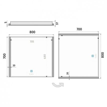 NIMCO ZP 11003V - Specchio da bagno LED dimmerabile con retroilluminazione LED/21W/230V 3000-6500K 70x80 cm IP44
