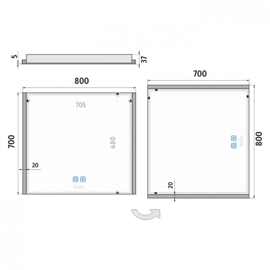 NIMCO ZP 11003VX - Specchio da bagno LED dimmerabile con retroilluminazione LED/21W/230V 3000-6500K 70x80 cm IP44