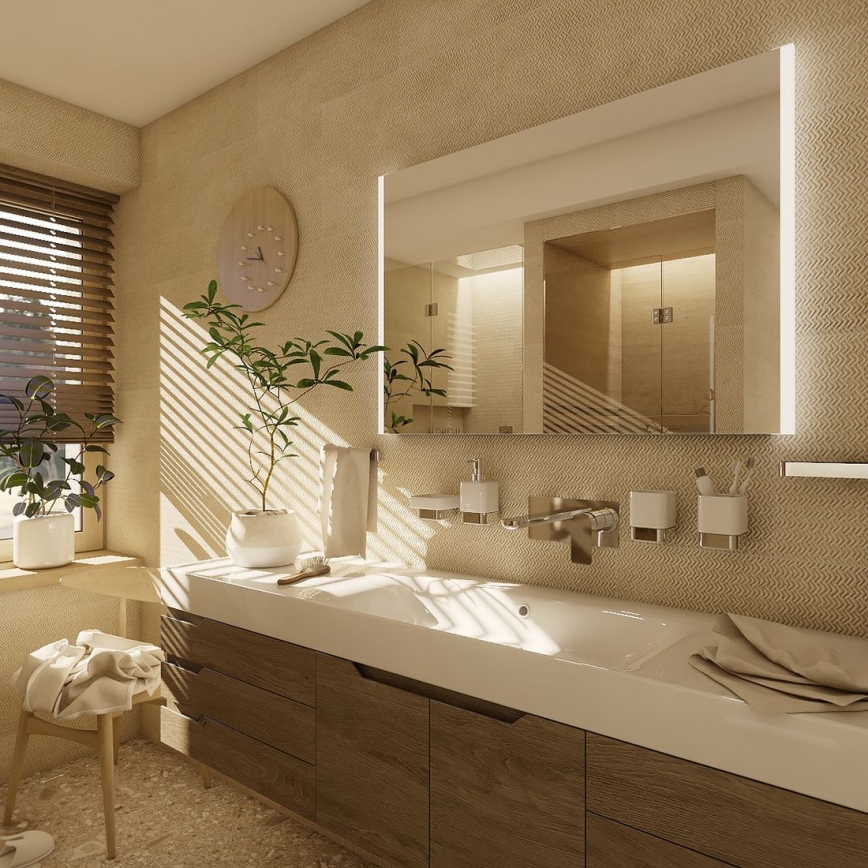 NIMCO ZP 11019 - Specchio da bagno retroilluminato a LED/21W/230V 6500K 70x90 cm IP44