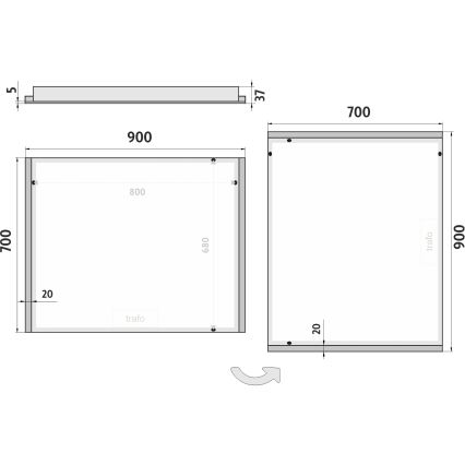 NIMCO ZP 11019 - Specchio da bagno retroilluminato a LED/21W/230V 6500K 70x90 cm IP44
