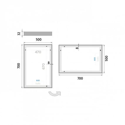 NIMCO ZP 13001VX - Specchio da bagno LED dimmerabile con retroilluminazione LED/35W/230V 3000-6500K 70x50 cm IP44