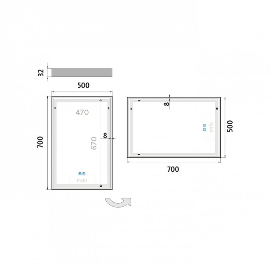 NIMCO ZP 13001VX - Specchio da bagno LED dimmerabile con retroilluminazione LED/35W/230V 3000-6500K 70x50 cm IP44