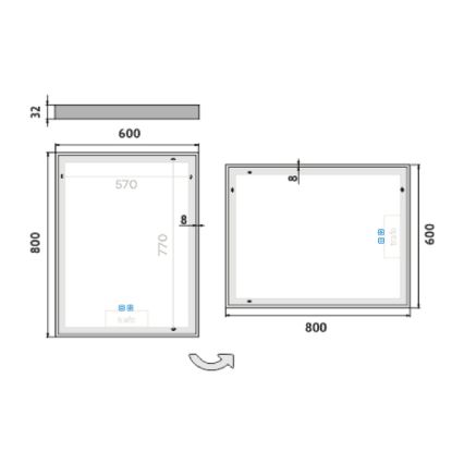 NIMCO ZP 13002VX - Specchio da bagno LED dimmerabile con retroilluminazione LED/41W/230V 3000-6500K 80x60 cm IP44