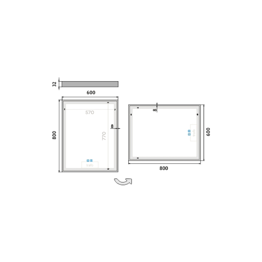 NIMCO ZP 13002VX - Specchio da bagno LED dimmerabile con retroilluminazione LED/41W/230V 3000-6500K 80x60 cm IP44