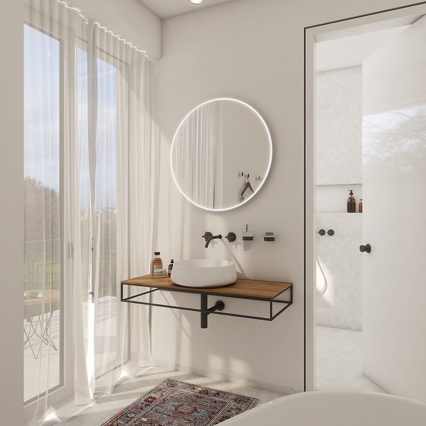 NIMCO ZP 26000R - Specchio da bagno retroilluminato a LED, 26W/230V, 6500K, Ø 60 cm, IP44