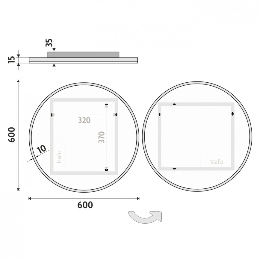 NIMCO ZP 26000R - Specchio da bagno retroilluminato a LED, 26W/230V, 6500K, Ø 60 cm, IP44